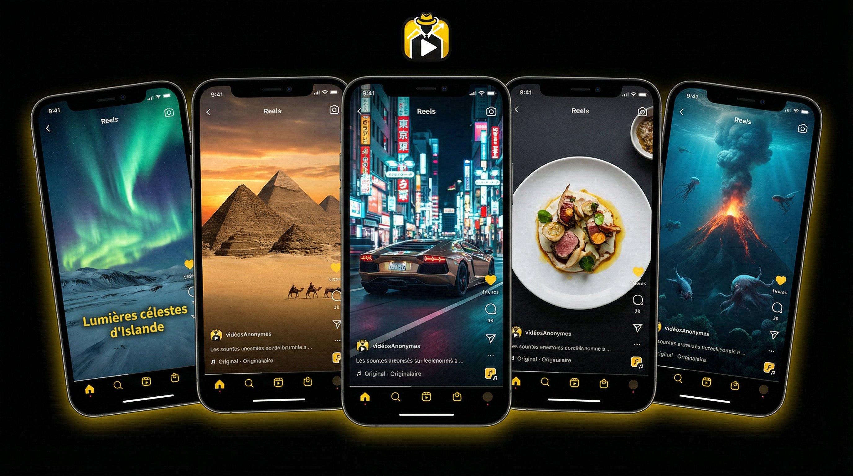 Reels Instagram générés par IA VidéosAnonymes sur différentes niches